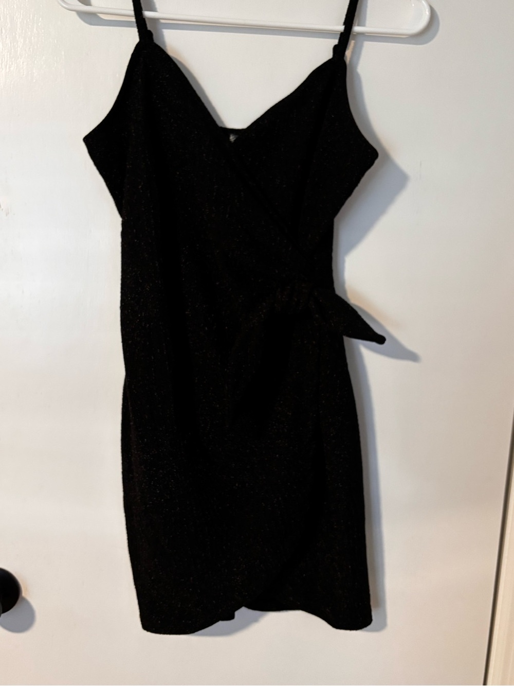 Lily Rose Black Sparkle Wrap Mini Dress
